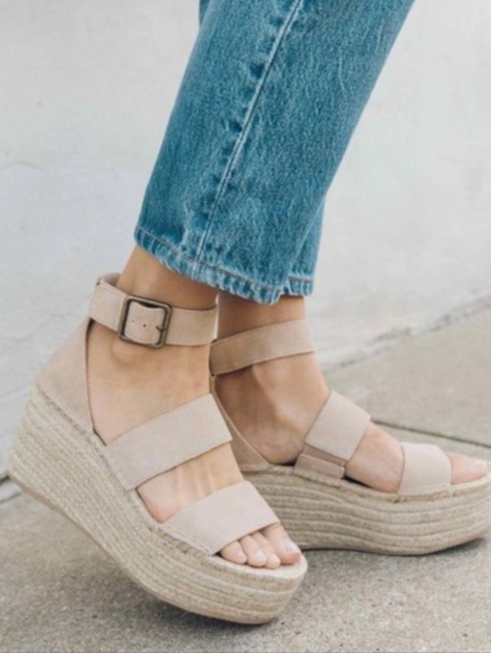 Soludos Tan Suede Platform Espadrille Sandals